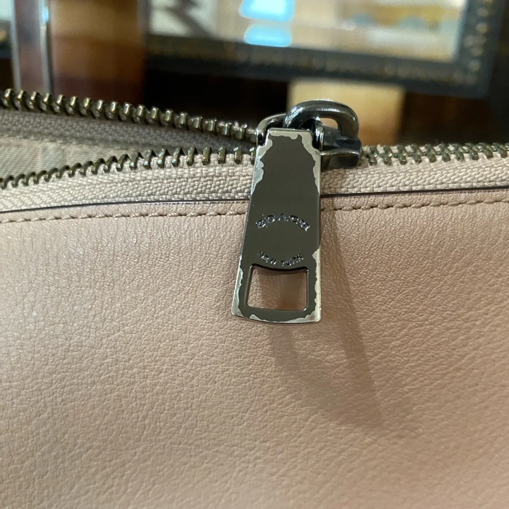 Coach Tan Natural Calf Leather Dufflette Crossbody bag,Nickel Tone Hardware,LRG
